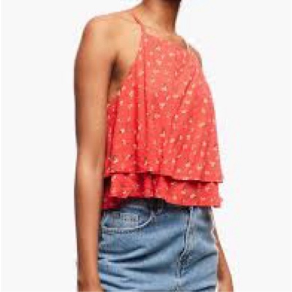 Forever 21 Red Ditsy Floral Strappy Back Cami Tank Top NWT Medium - Picture 6 of 11
